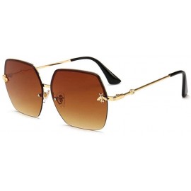 Aviator Women Sunglasses Brand Designer Square Metal Eyewear Honey Bee C6 Gold Pink - C1 Black Grey - C718YQNIRQ7 $11.51