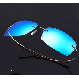 Rectangular Rimless Square Titanium Sunglasses Men Ultralight Driving Design Sun Glasses - C3 - CB18Y5DAMW3 $26.14