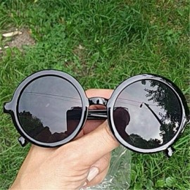 Round Vintage Small Round Sunglasses Women Men Classic Retro Coating Sun Glasses Driving Eyewear Black Red - Silver - CD19856...