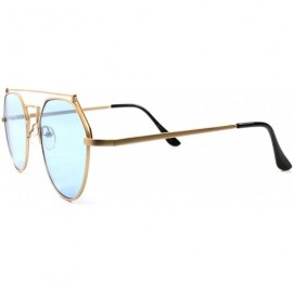 Aviator Minimalist Unique Modern Design Lens Mens Women Frame Sunglasses - Gold / Blue - C81892ZLRIL $10.21