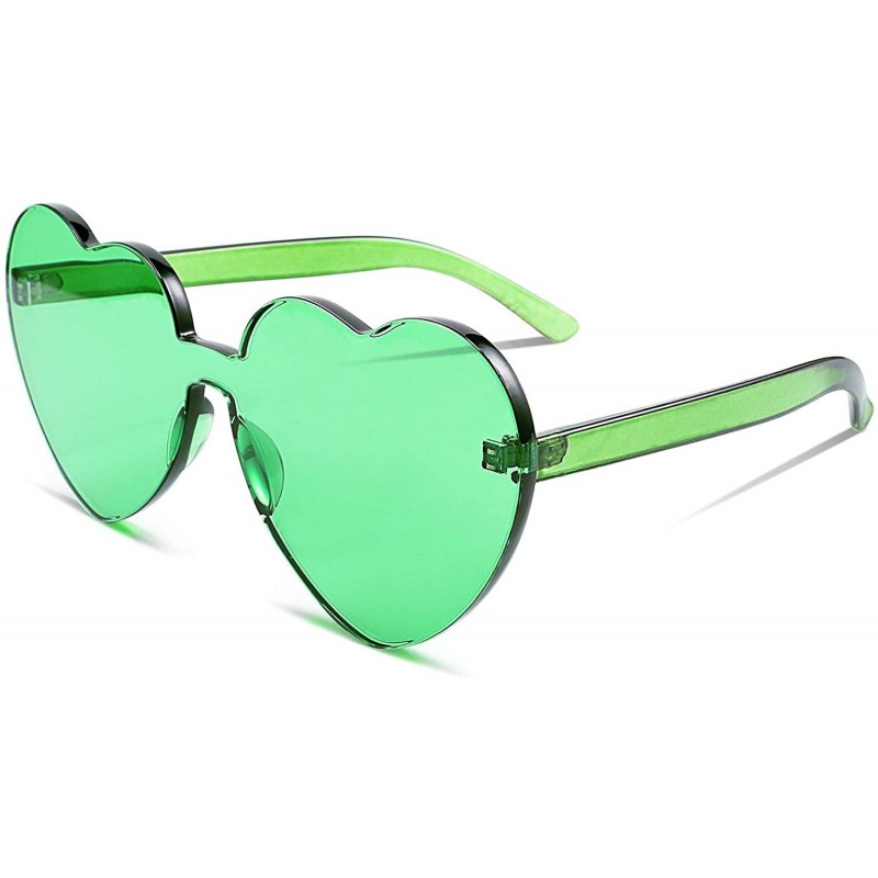 Rimless Rimless Heart Shaped Sunglasses Women One Piece Fashion Love Glasses B2419 - Green - C918CMLIESI $9.49