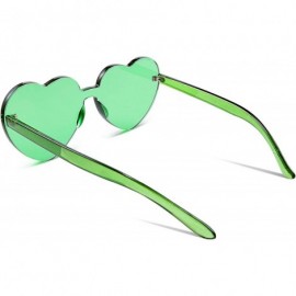 Rimless Rimless Heart Shaped Sunglasses Women One Piece Fashion Love Glasses B2419 - Green - C918CMLIESI $9.49