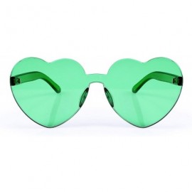 Rimless Rimless Heart Shaped Sunglasses Women One Piece Fashion Love Glasses B2419 - Green - C918CMLIESI $9.49