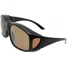 Goggle Largest Polarized Fit Over Sunglasses F19 - Shiny Black-amber Lens - CM186EUK3UR $14.00