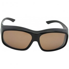 Goggle Largest Polarized Fit Over Sunglasses F19 - Shiny Black-amber Lens - CM186EUK3UR $14.00