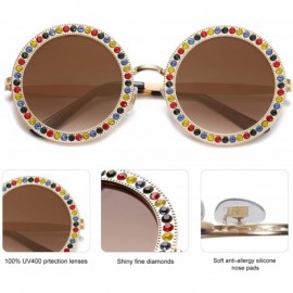 Round Shining Oversized Round Rhinestone Sunglasses Festival Gem Sunnies SJ1095 - CD18D09III5 $17.46