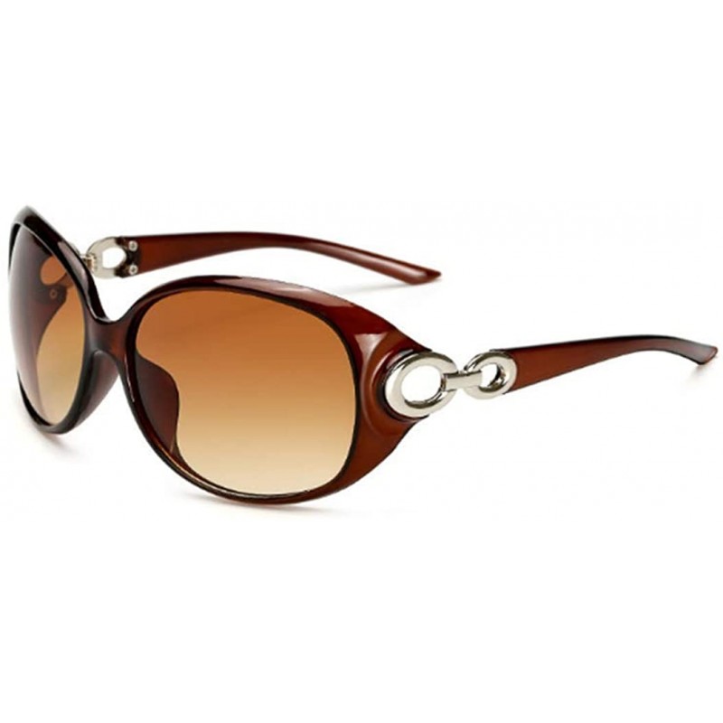 Goggle Women's Sunglasses Double Ring Large Frame Sunglasses - Brown - CS18XZKARCU $34.06