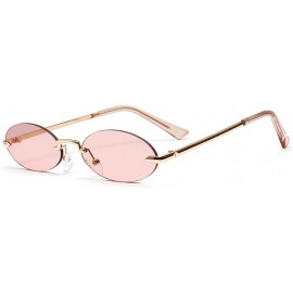 Rimless Men Frameless Sunglasses Oval Women Metal Sun Glasses Male Retro Clear Color Yellow - Light Brown - CZ18AOKAZ2U $10.51