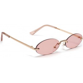 Rimless Men Frameless Sunglasses Oval Women Metal Sun Glasses Male Retro Clear Color Yellow - Light Brown - CZ18AOKAZ2U $10.51