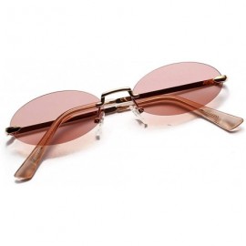 Rimless Men Frameless Sunglasses Oval Women Metal Sun Glasses Male Retro Clear Color Yellow - Light Brown - CZ18AOKAZ2U $10.51