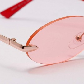 Rimless Men Frameless Sunglasses Oval Women Metal Sun Glasses Male Retro Clear Color Yellow - Light Brown - CZ18AOKAZ2U $10.51