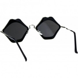 Square Unique Funky Lip Shape Hippie Groove Pimp Sunglasses - Black Silver Mirror - CA18EYHAEDA $10.74