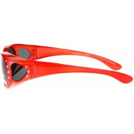 Oval Womens Polarized Fit Over Glasses Sunglasses Oval Rhinestone Frame - Red (Black) - CL1880L9KLT $14.41