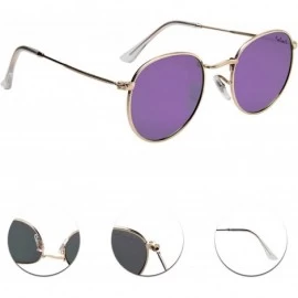 Round Polarized Round Metal Sunglasses for Women Men PC Lens 3447 - Purple - CV18CQYGGL4 $24.65