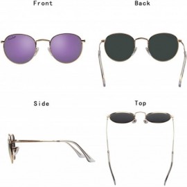 Round Polarized Round Metal Sunglasses for Women Men PC Lens 3447 - Purple - CV18CQYGGL4 $24.65