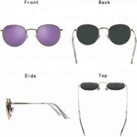 Round Polarized Round Metal Sunglasses for Women Men PC Lens 3447 - Purple - CV18CQYGGL4 $24.65