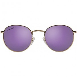 Round Polarized Round Metal Sunglasses for Women Men PC Lens 3447 - Purple - CV18CQYGGL4 $24.65