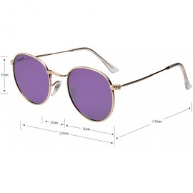 Round Polarized Round Metal Sunglasses for Women Men PC Lens 3447 - Purple - CV18CQYGGL4 $24.65