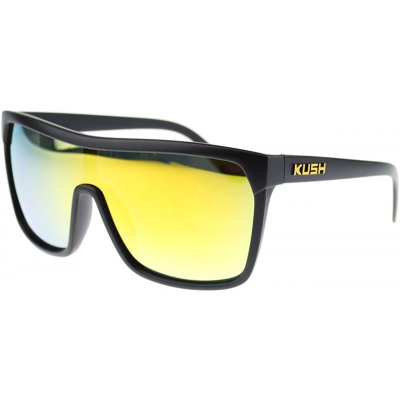 Oversized Kush Futuristic Shield Oversized Gangster Reflective Color Mirror Sunglasses - Yellow - CH11YW7JYPL $7.97