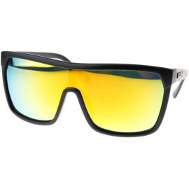 Oversized Kush Futuristic Shield Oversized Gangster Reflective Color Mirror Sunglasses - Yellow - CH11YW7JYPL $7.97