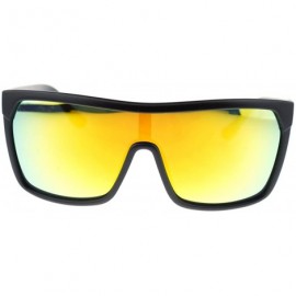 Oversized Kush Futuristic Shield Oversized Gangster Reflective Color Mirror Sunglasses - Yellow - CH11YW7JYPL $7.97