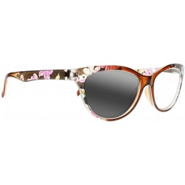 Oversized Women Cat Eye Flower Sun Reader Photochromic Transition Reading Glasses +1.0~+4.0 - Brown - C618H5E2E4S $18.78