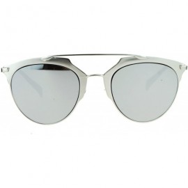 Wayfarer Hipster Metal Half Horn Rim Mirrored Mirror Lens Sunglasses - Silver Mirror - C912BWPGN9Z $12.51