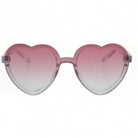 Oval Womens Heart Shape Sunglasses Rims Behind Lens Heart Frame - Clear (Pink Gradient) - CD18GAW90C8 $11.94