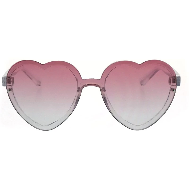 Oval Womens Heart Shape Sunglasses Rims Behind Lens Heart Frame - Clear (Pink Gradient) - CD18GAW90C8 $11.94