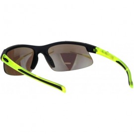 Wrap Xloop Sunglasses Mens Wrap Around Half Rim Lite Weight Sports Shades UV 400 - Black Green (Teal Mirror) - CB18OQ553HG $1...