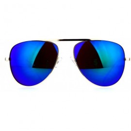 Aviator Unisex Sunglasses Top Bridge Metal Frame Color Mirror Lens - Gold (Teal Mirror) - C81875T6ZH9 $12.92