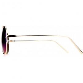 Aviator Unisex Sunglasses Top Bridge Metal Frame Color Mirror Lens - Gold (Teal Mirror) - C81875T6ZH9 $12.92