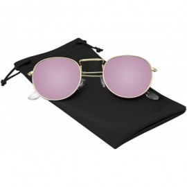 Round Fashion Round Sunglasses Men Women's Vintage Retro Mirror Glasses - Pink - CX18TWCZYWE $11.48