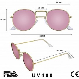 Round Fashion Round Sunglasses Men Women's Vintage Retro Mirror Glasses - Pink - CX18TWCZYWE $11.48