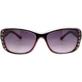 Rectangular Womens Bifocal Reading Lens Sunglasses Rhinestone Rectangular Frame - Pink - CH18IEW9ARR $8.78