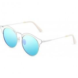 Oval Stylish Polarized Sunglasses 100% UV Protection For Women - E-white+blue - CT18EXTU4TM $20.95