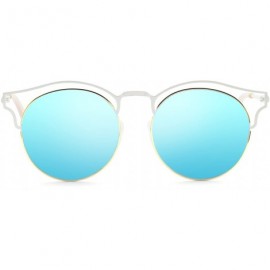 Oval Stylish Polarized Sunglasses 100% UV Protection For Women - E-white+blue - CT18EXTU4TM $20.95