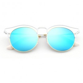 Oval Stylish Polarized Sunglasses 100% UV Protection For Women - E-white+blue - CT18EXTU4TM $20.95