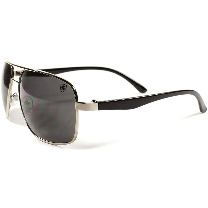 Rectangular Classic 80s Military Aviator Mens Womens Rectangle Silver Sunglasses - CZ18O7QTCCM $13.06