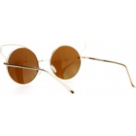 Round High Fashion Sunglasses Womens Wire Metal Round Cateye Shades - Gold - CX188AHU2CM $8.59