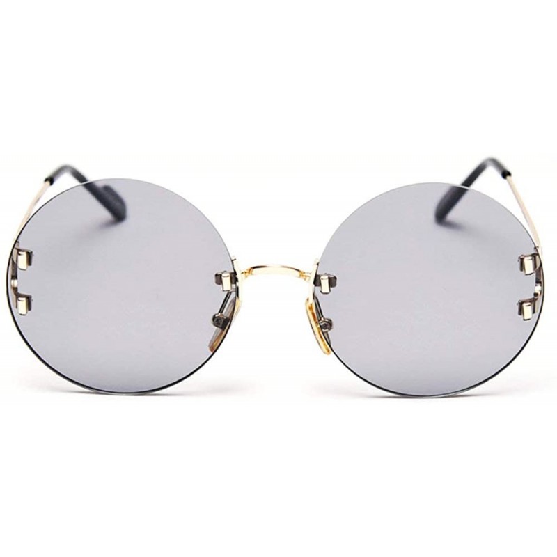 Rimless 2020 New Rimless Polarized Sunglasses Women Brand Design Vintage Round Candy Sun Glasses UV400 Goggles - Gray - CY194...