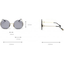 Rimless 2020 New Rimless Polarized Sunglasses Women Brand Design Vintage Round Candy Sun Glasses UV400 Goggles - Gray - CY194...