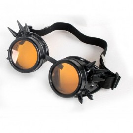 Goggle Rave Glasses Steampunk Vintage Goggles Retro Cosplay Halloween Spiked - Frame+orange Lenses - C318HA08C2N $8.83