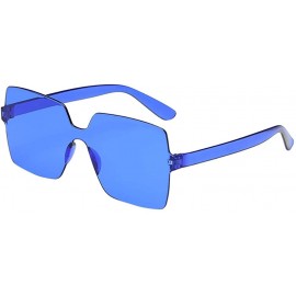 Square Oversized Square Candy Colors Glasses Rimless Frame Unisex Sunglasses - P - CI195NH9RY7 $9.02