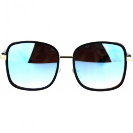 Square Glitter Side Cover Sunglasses Womens Chic Square Double Frame UV 400 - Black (Blue Mirror) - C118QIWZT4Q $11.87