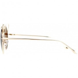 Round High Fashion Sunglasses Womens Wire Metal Round Cateye Shades - Gold - CX188AHU2CM $8.59