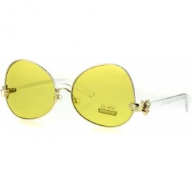 Butterfly Pearl Nose Pad Clown Hand Hinge Drop Temple Swan Sunglasses - Gold Yellow - CV184Y0LUUH $15.99