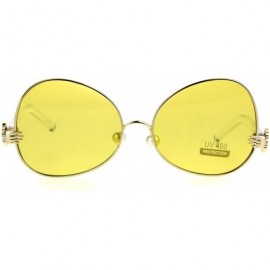 Butterfly Pearl Nose Pad Clown Hand Hinge Drop Temple Swan Sunglasses - Gold Yellow - CV184Y0LUUH $15.99