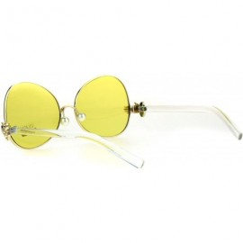 Butterfly Pearl Nose Pad Clown Hand Hinge Drop Temple Swan Sunglasses - Gold Yellow - CV184Y0LUUH $15.99