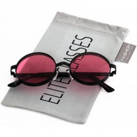 Round CLASSIC 60's Vintage Retro LENNON Style Round Frame Sunglasses - Black/Pink - CW182G8UMO9 $8.98